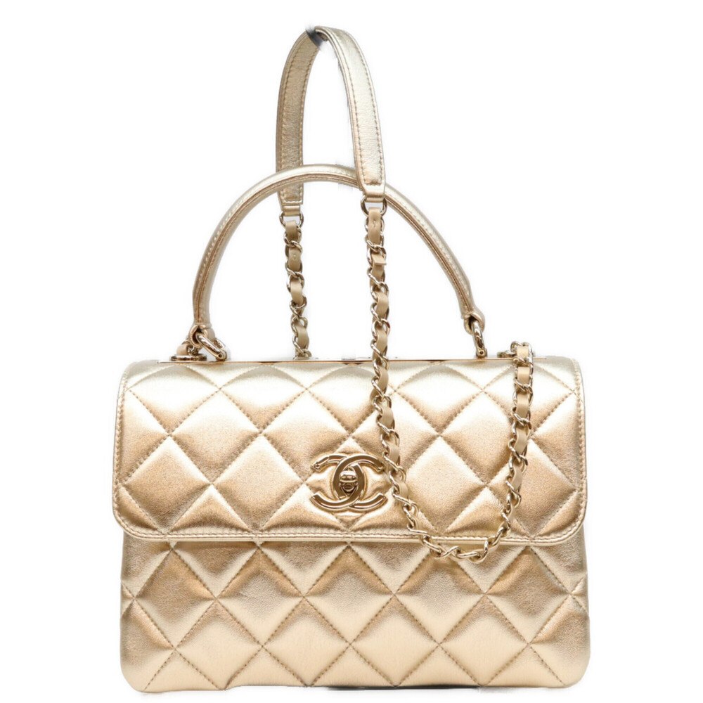 CHANEL A92236 Gold Trendy CC Small Lambskin Shoulder Bag Hardware Women's